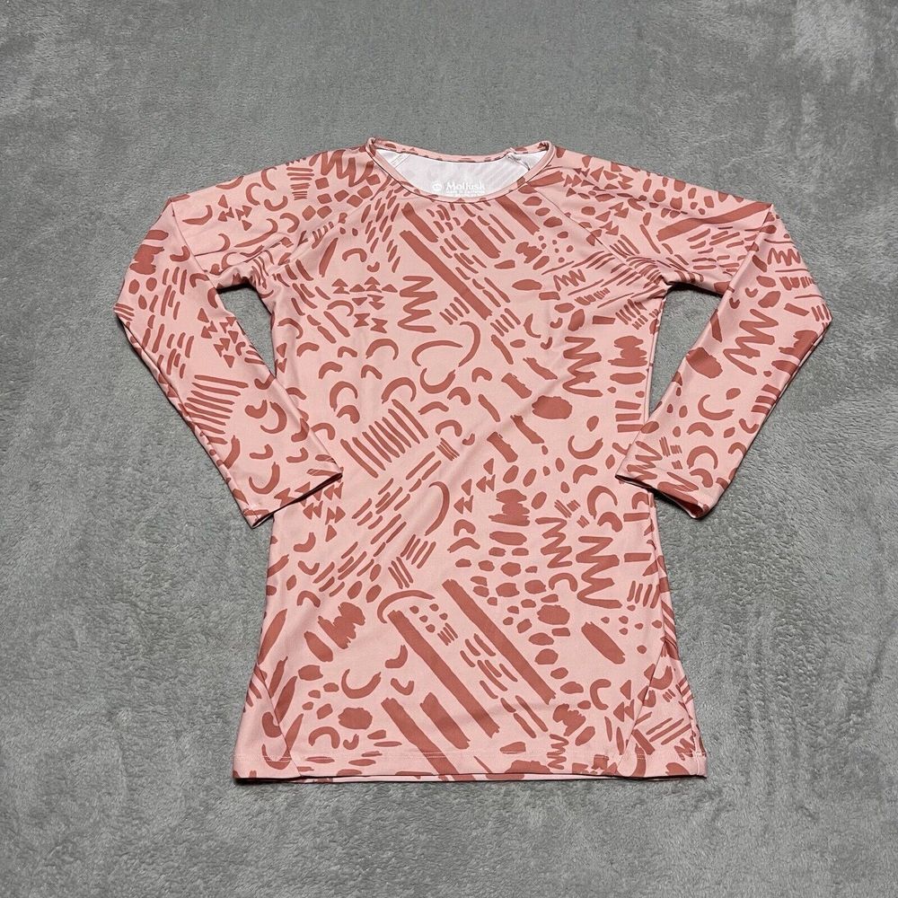 Mollusk Shirt Womens‎ XS Pink Printed Long Sleeve Rash Guard Surf Beach Swim